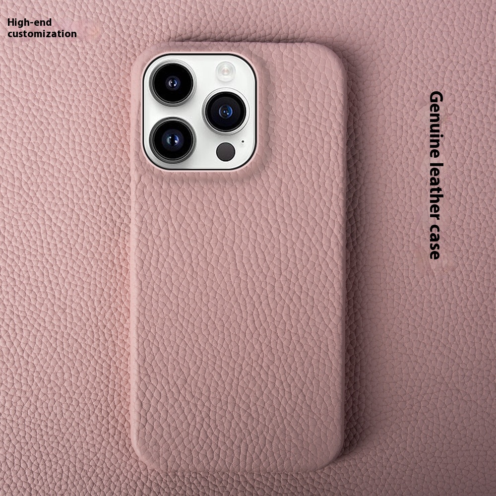 Simple Solid Color Leather Half Pack Phone Case