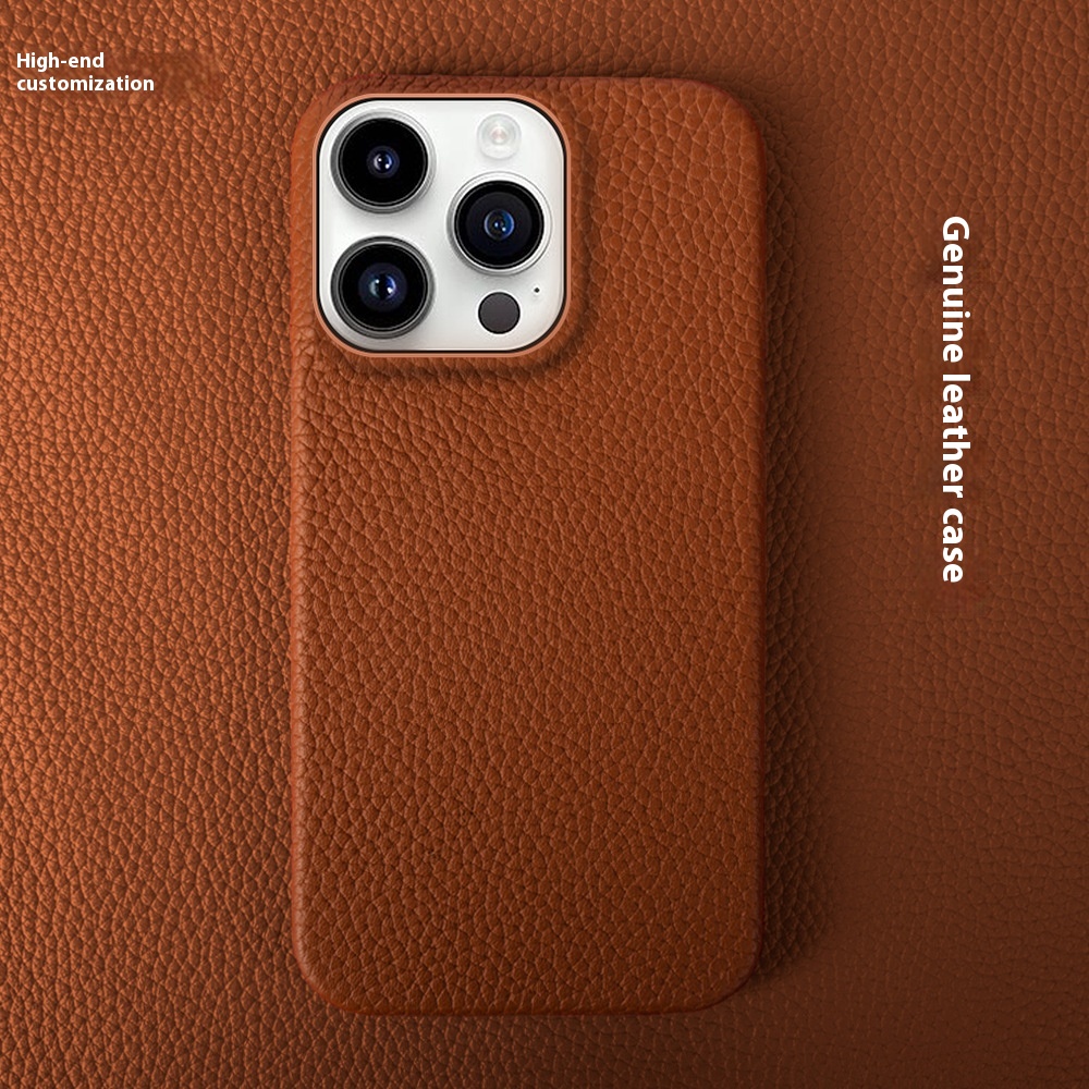 Simple Solid Color Leather Half Pack Phone Case