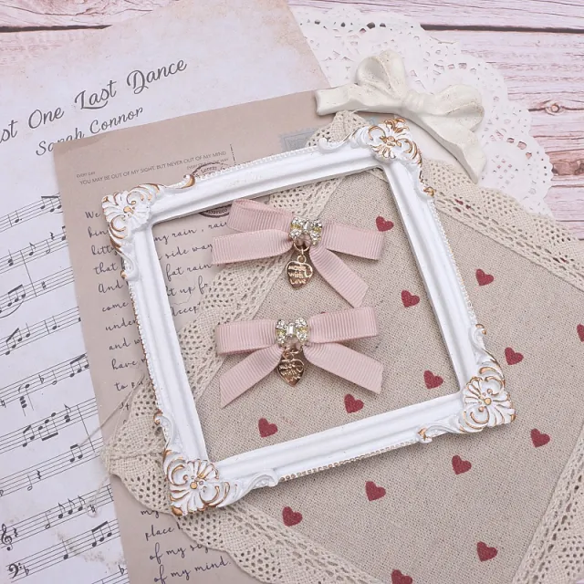 Sweet Cute Mass produced Headdress Lace Bow Rhinestone Flesh Pink - Shop at LoveMi