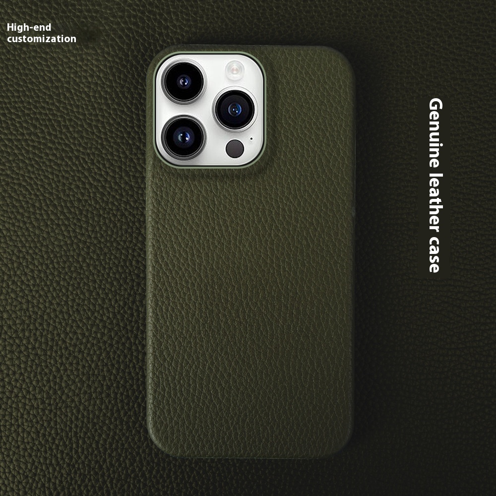 Simple Solid Color Leather Half Pack Phone Case