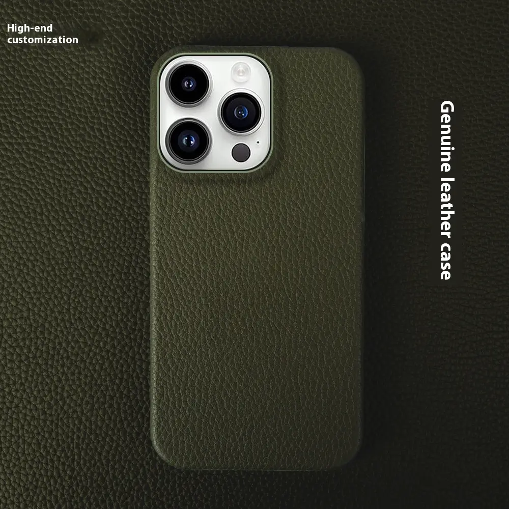 Simple Solid Color Leather Half Pack Phone Case