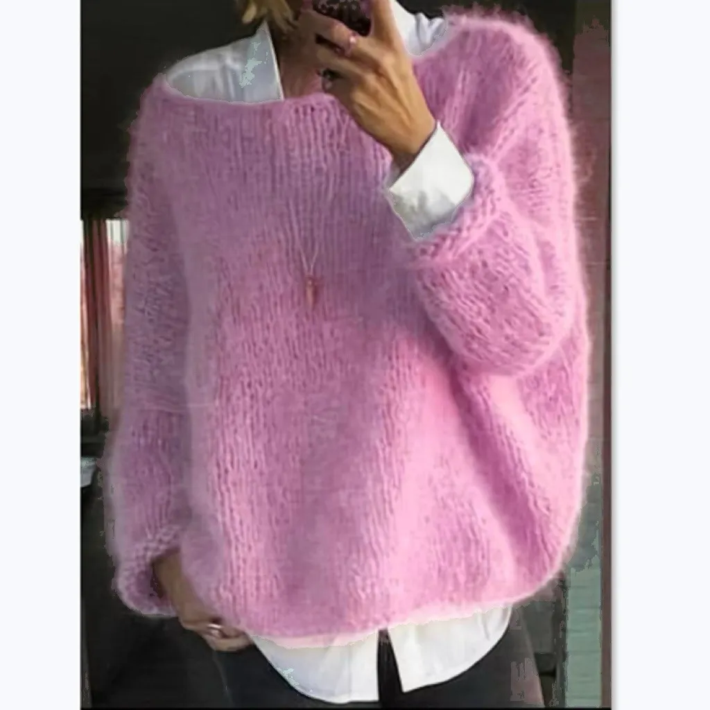 Women's Autumn And Winter Knitting Top Sweater - Pinkb