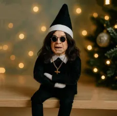 Fashion Ozzy Christmas Elf Doll Xmas Trees Decoration Ornaments Music Godfather Classic Sitting Posture Noel Elf Plush Toys - Black - View 1