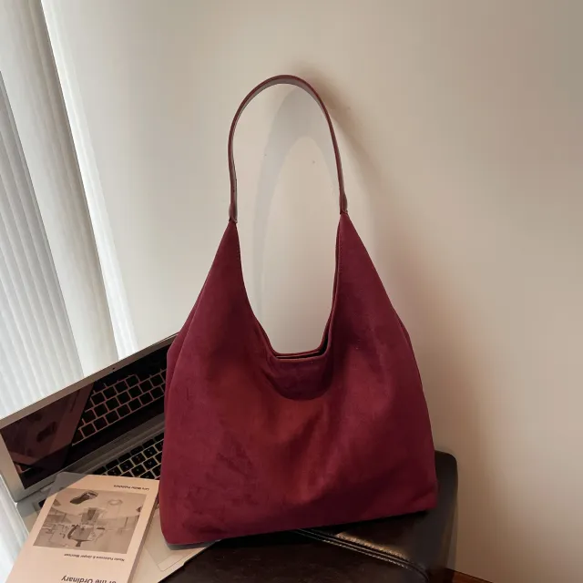 One shoulder Underarm Bag Women's Large Capacity Shoulder Bag Solid Color Simple Casual Commuter Bag Red - Shop at LoveMi