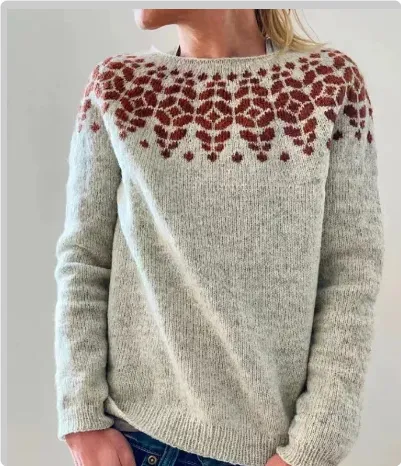 Women's Fashion Round Neck Multicolor Loose Leisure Pullover Knitwear Sweater Conical Flower - Shop at LoveMi