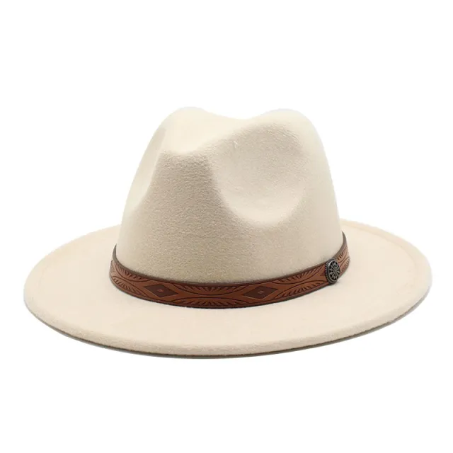 Army Green Ribbon Decoration Tibetan Top Hat Western Cowboy Hat Beige 2 - Shop at LoveMi