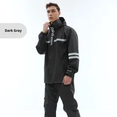 Raincoat Rain Pants Suit Outdoor Fashion Double-layer Split In Stock - Dark Grey - View 1