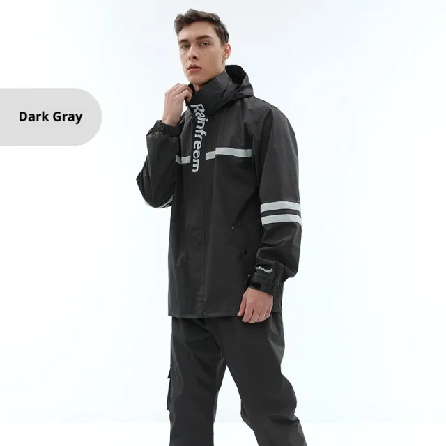 Raincoat Rain Pants Suit Outdoor Fashion Double layer Split In Stock Dark Gray - Shop at LoveMi