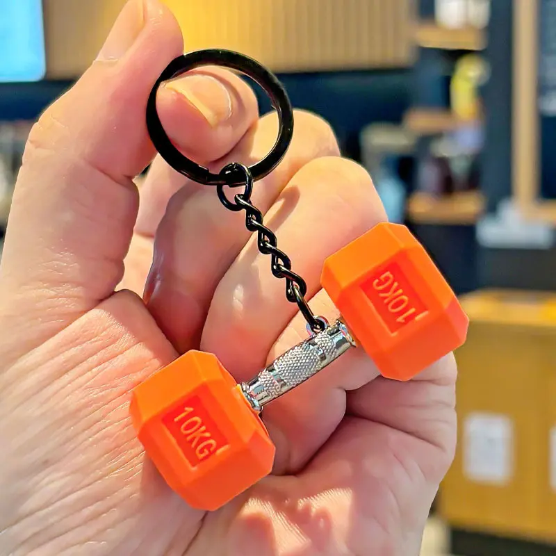 Creative Sports Fitness Series Metal Rod Dumbbell Keychain Pendant