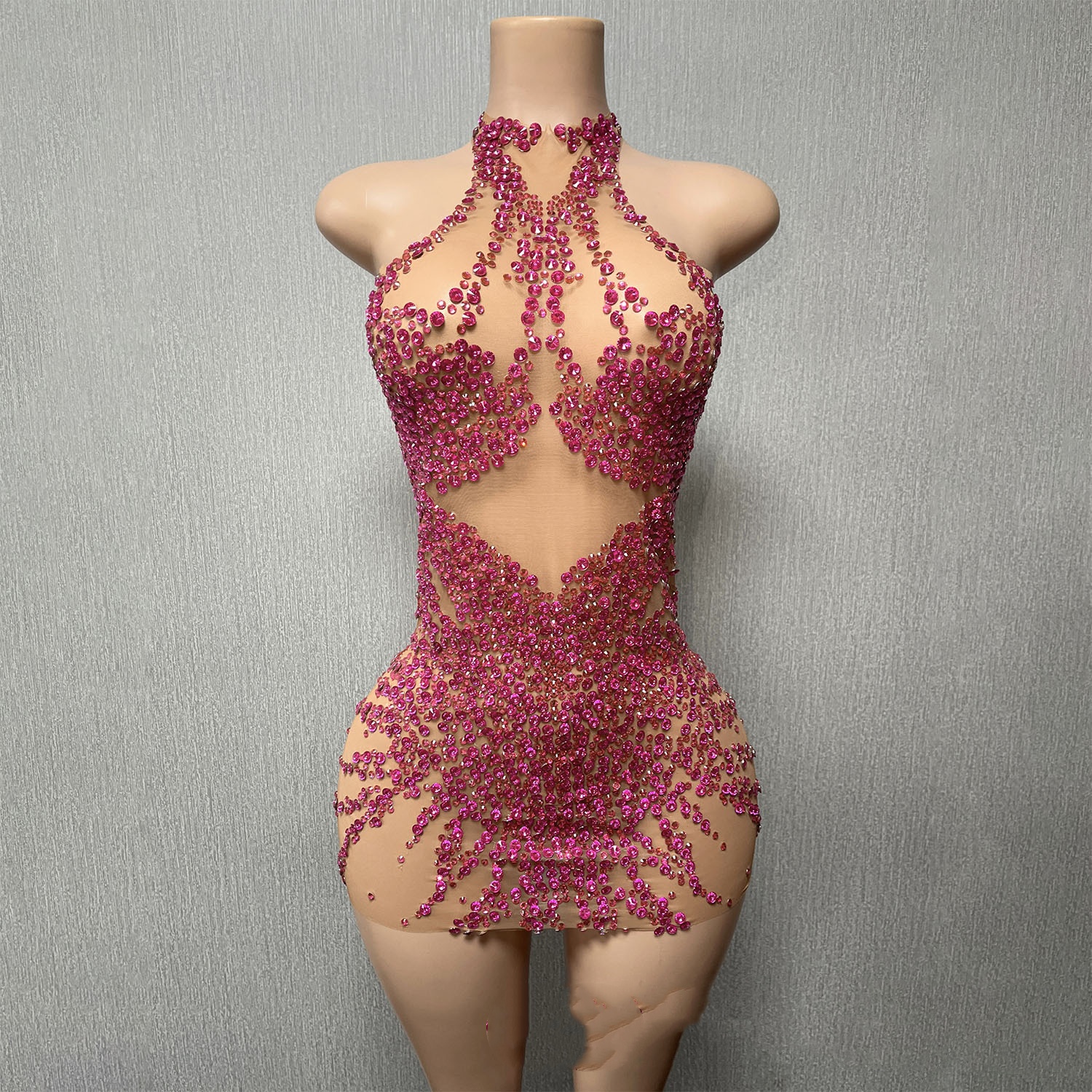 European And American Luxury Gold Diamand Temperament Tight Waist Short Gowns Rose - Shop at LoveMi