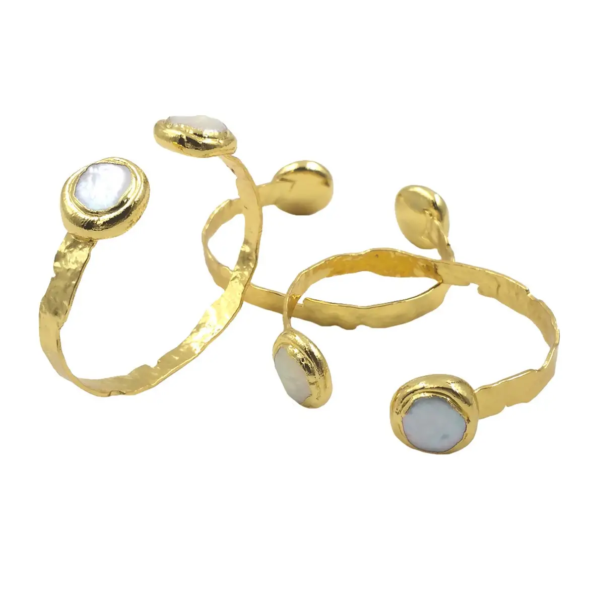 Round Pearl 18K Brass Opening Adjustable Ladies' Bracelet