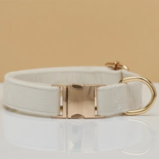 Multiple Colour Velvet Personalise Dog Collar Leash Set With Bow White - Shop at LoveMi