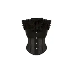 Summer Women's Black Micro Transparent Top Black Lace Cake Dress Shawl - Top - View 1