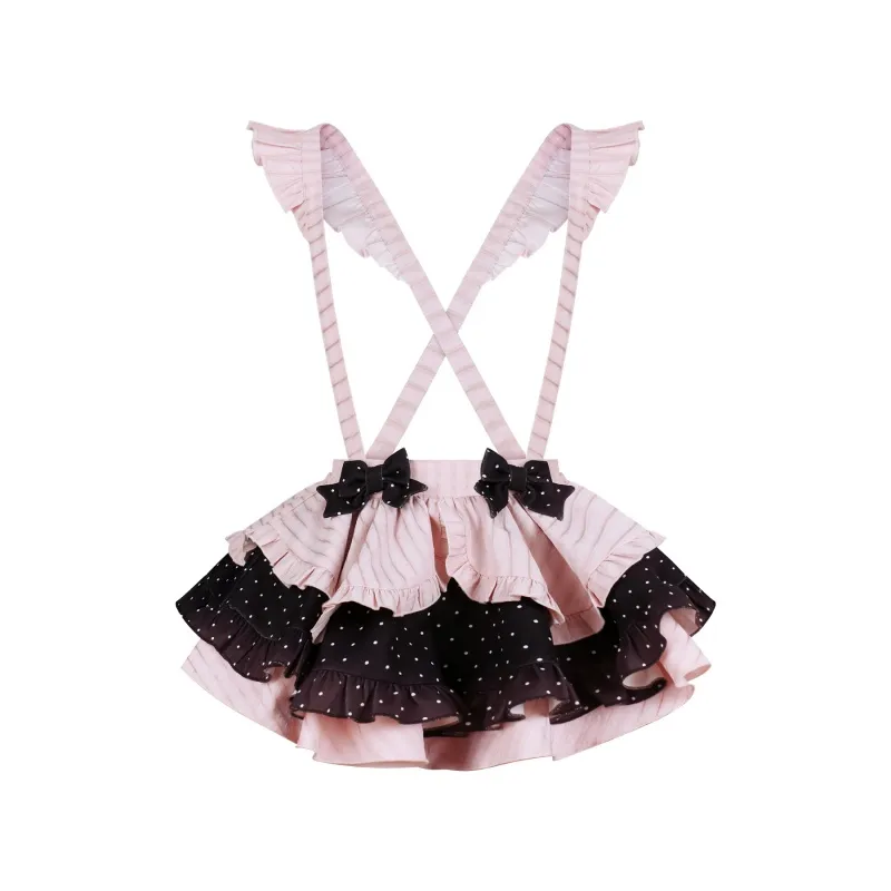 Summer Polka Dot Top With Bowcat's Paw Polka Dot Suspender Skirt Crinoline - Suspender Skirt
