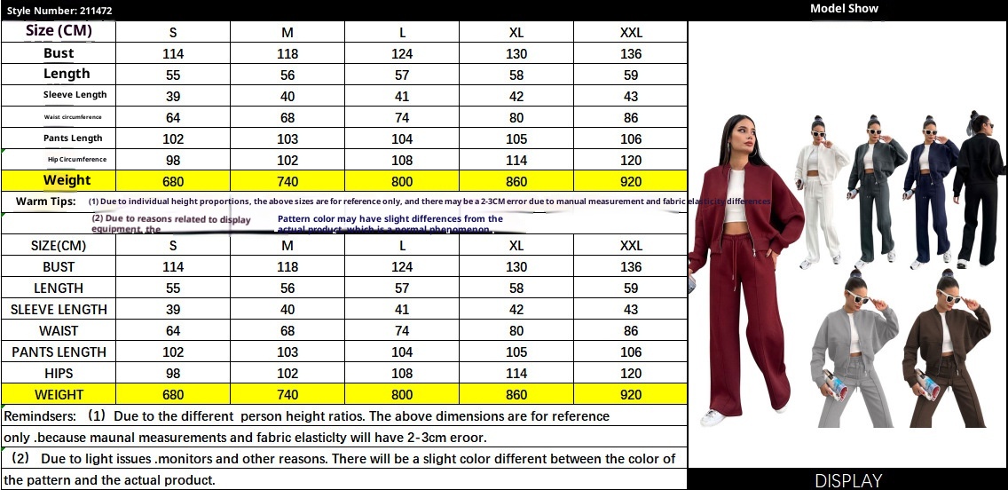 Fleece Zipper Cardigan Women's Clothes Fashion Casual Straight Pants Suit