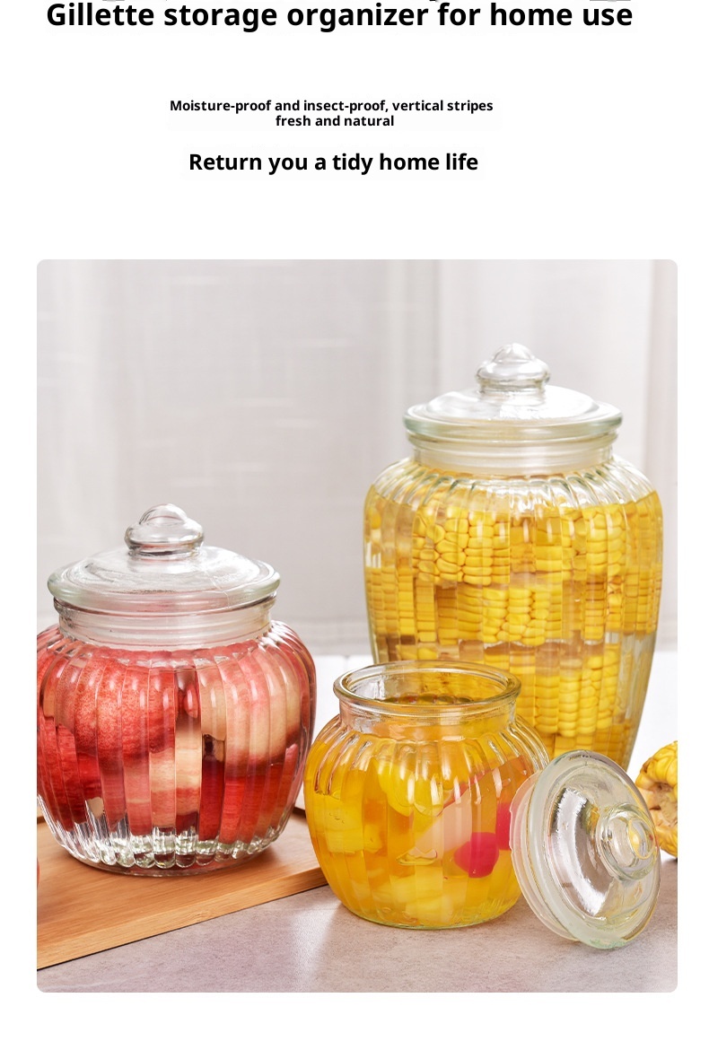 Large Capacity Thickened Glass Sealed Can With Lid