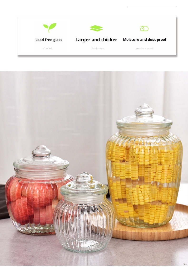 Large Capacity Thickened Glass Sealed Can With Lid