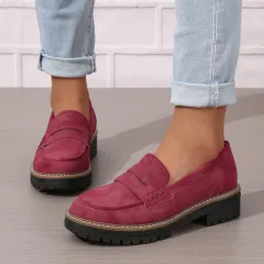 Fashion Flat Shoes Casual Matte British Style Women's Shoes - Burgundy - View 1