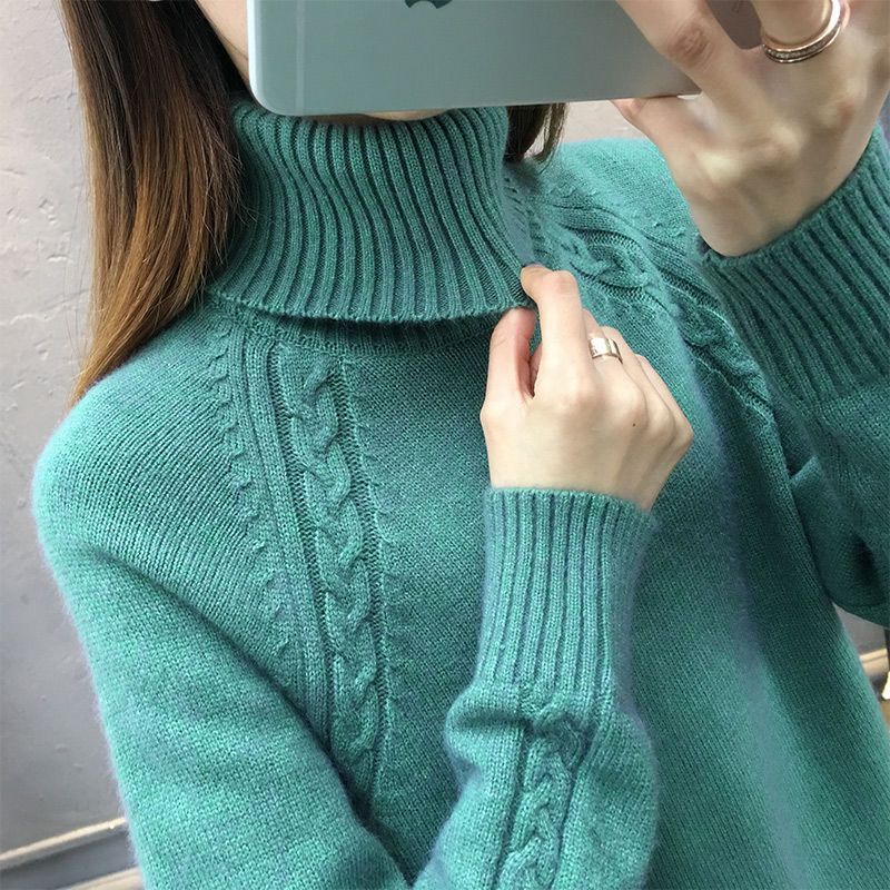 Women's Idle Style Turtleneck Sweater Green - Shop at LoveMi