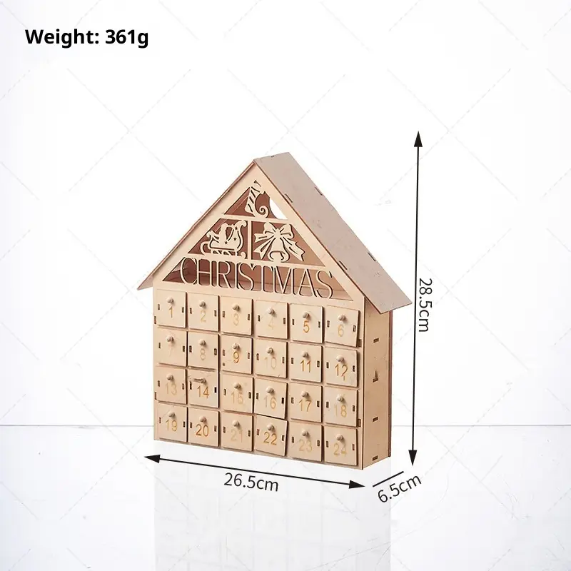Wooden Christmas Decoration LED Light Glowing Advent Calendar