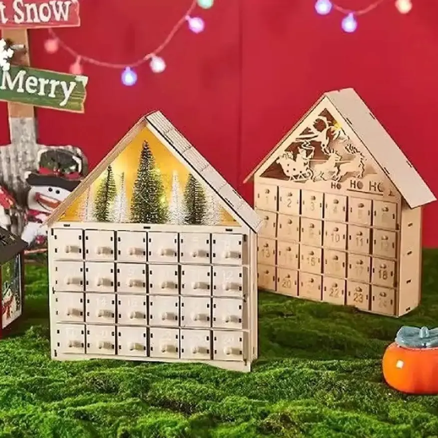 Wooden Christmas Decoration LED Light Glowing Advent