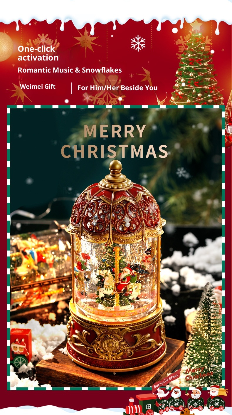 Christmas Carousel Old Man Tree Music Box