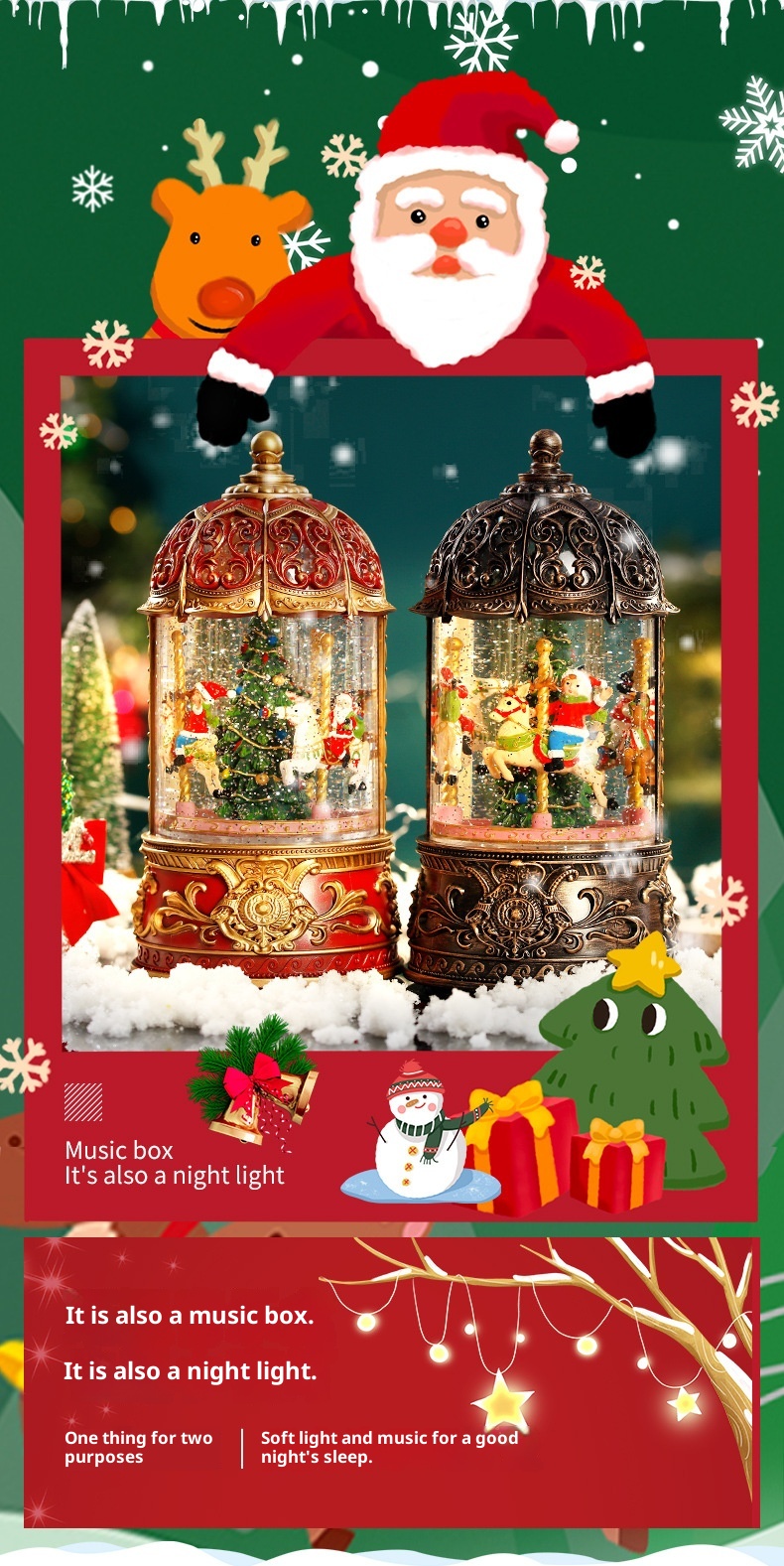 Christmas Carousel Old Man Tree Music Box