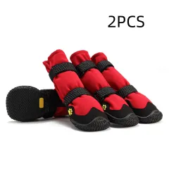 Soft-soled No Heel Slippage Medium Large Dog Shoes - Red Cloth Black Toe Holder - View 1