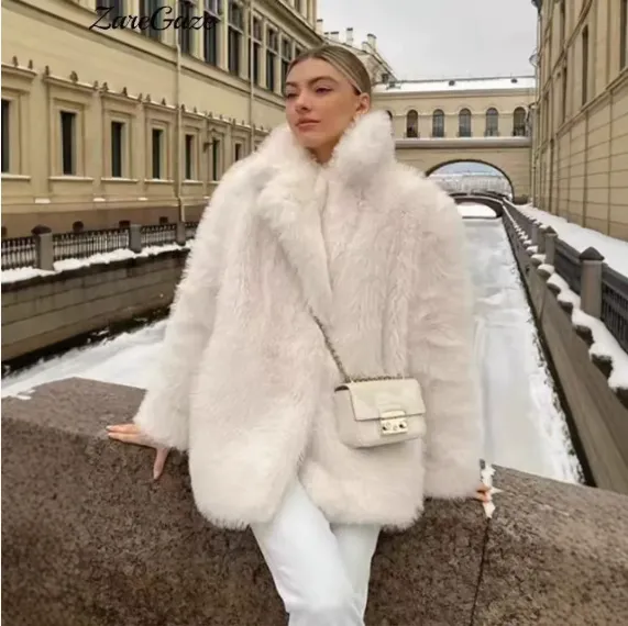 Solid Color High grade Fur Coat Temperament Short Coat Apricot - Shop at LoveMi