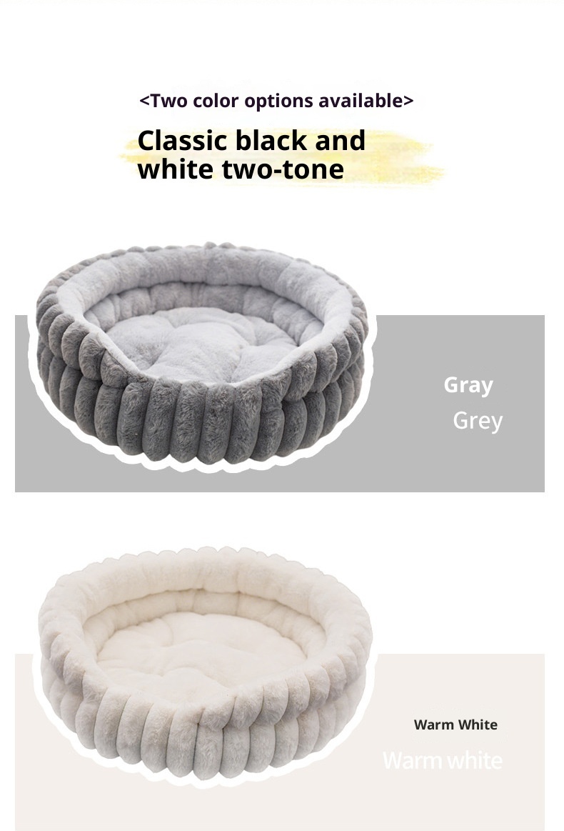 Pet Cat Nest Straight Rabbit Plush Pet Bed Round