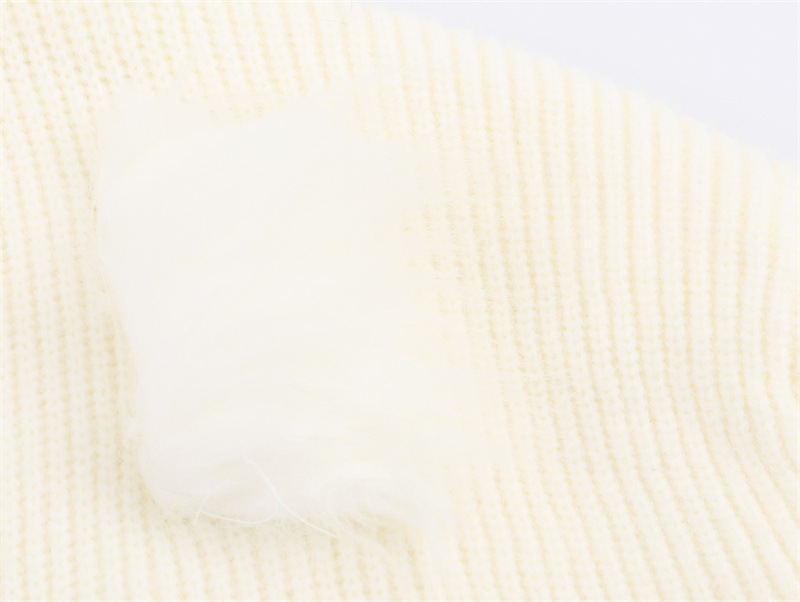 Casual V-neck Cuff Furry Knitted Dress