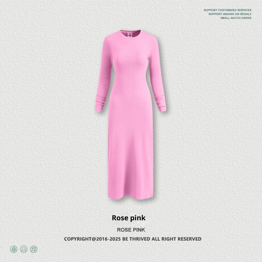 Long Sleeve Dress Split Sheath Dress For Women - Rose