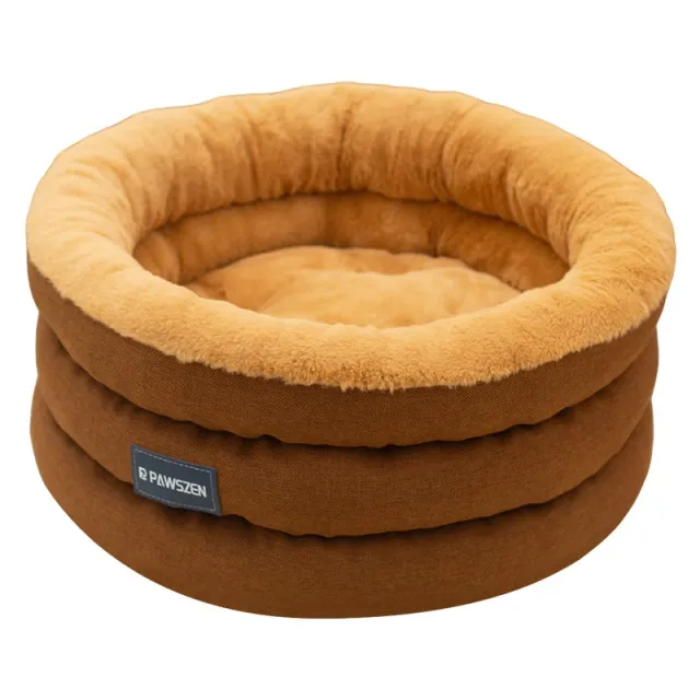 Round Pet Bed Winter Thickened Large Kennel Coffee - Shop at LoveMi