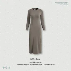 Long Sleeve Dress Split Sheath Dress For Women - Brown - View 1