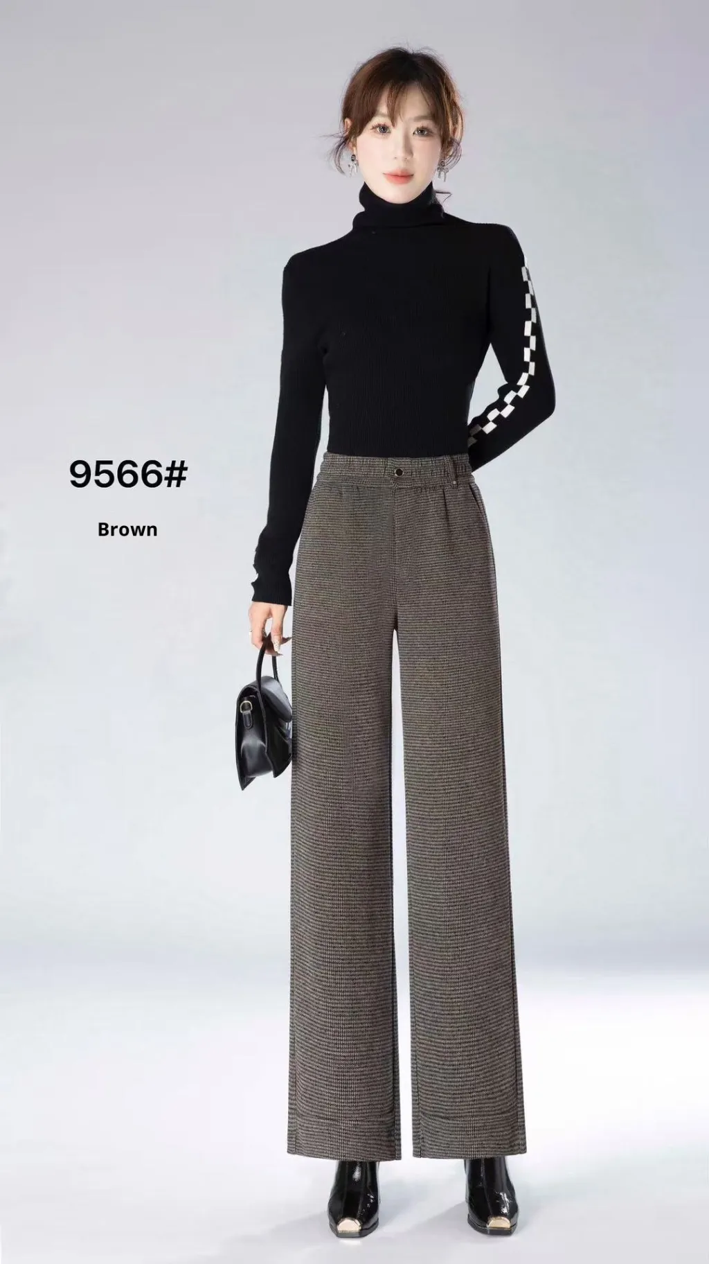 Fashionable All-matching High Waist Drooping Casual Straight Pants - Coffee Colour