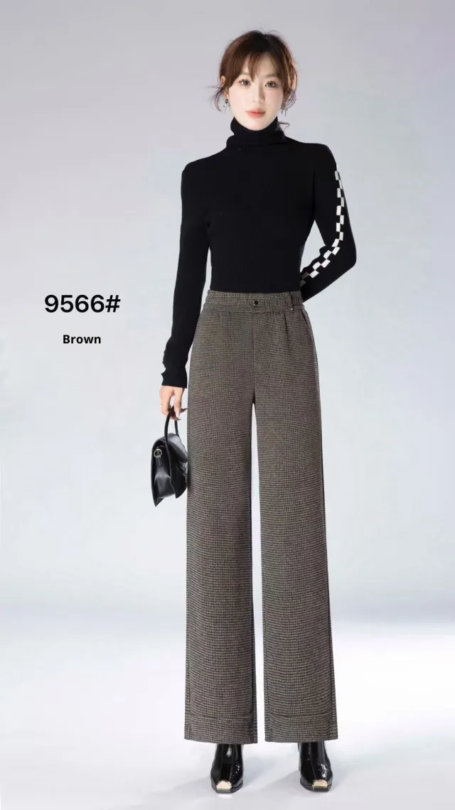 Fashionable All matching High Waist Drooping Casual Straight Pants Coffee Color - Shop at LoveMi
