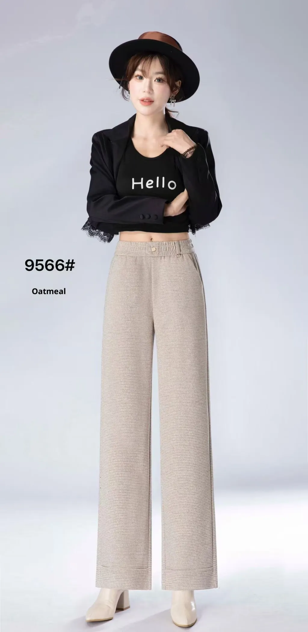 Fashionable All-matching High Waist Drooping Casual Straight Pants - Oatmeal Color-2Xl