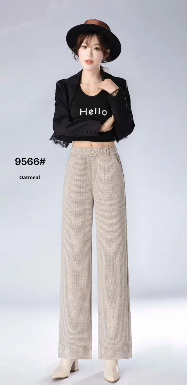 Fashionable All matching High Waist Drooping Casual Straight Pants Oatmeal Color 2Xl - Shop at LoveMi