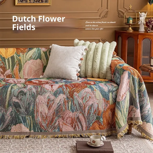 Oil Painting Sofa Towel Sofa Full Covered Cover Cotton Braided Four Seasons Universal Sofa Slipcover Netherlands Hanada - Shop at LoveMi