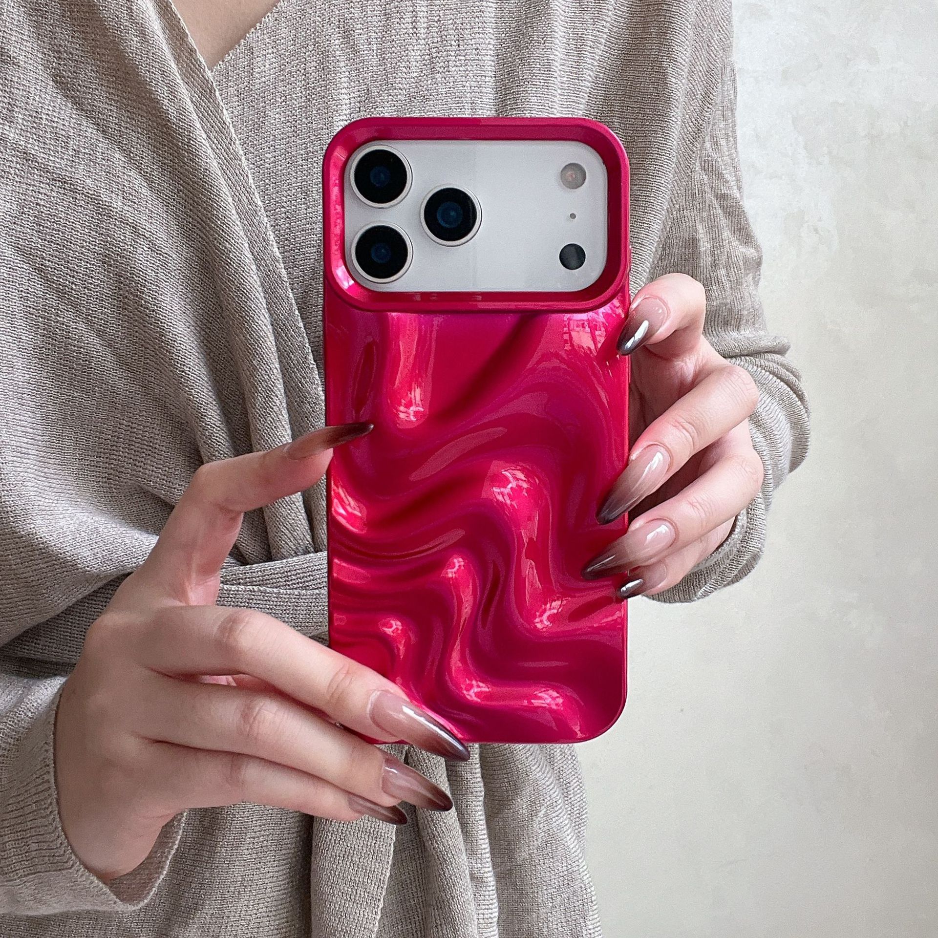 Korean-style Simple Ins Three-dimensional Water Ripple Soft Shell