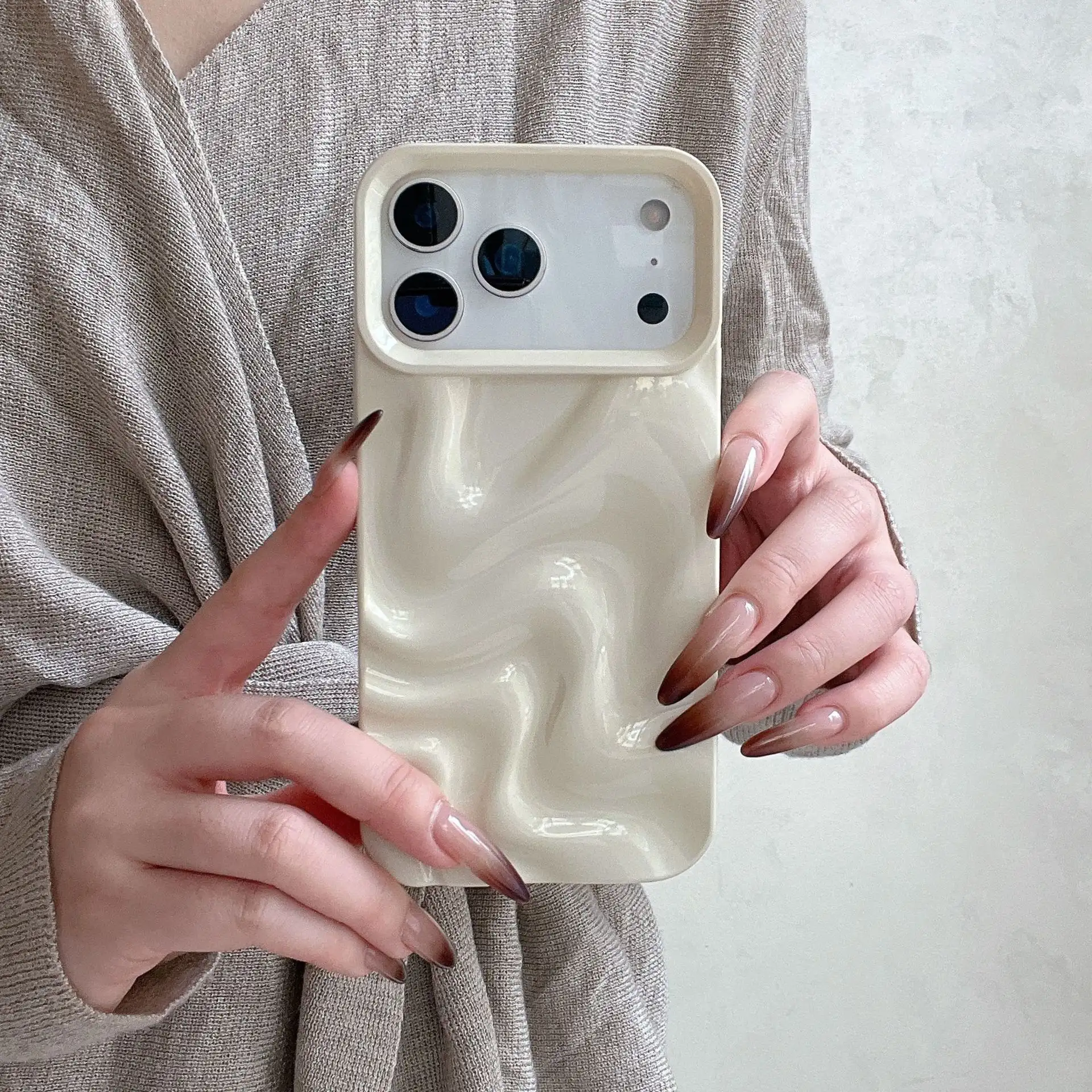 Korean-style Simple Ins Three-dimensional Water Ripple Soft Shell
