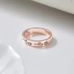 Fashionable Personalized Birthday Flower Ring - Rose Gold - View 1