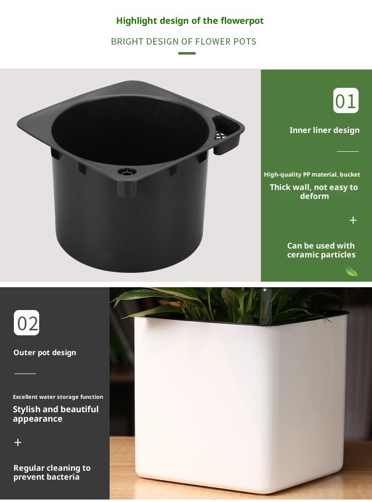 Plastic Flowerpot Automatic Water Feeding Scindapsus Aureus Bonsai