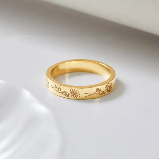 Fashionable Personalized Birthday Flower Ring Gold - Shop at LoveMi