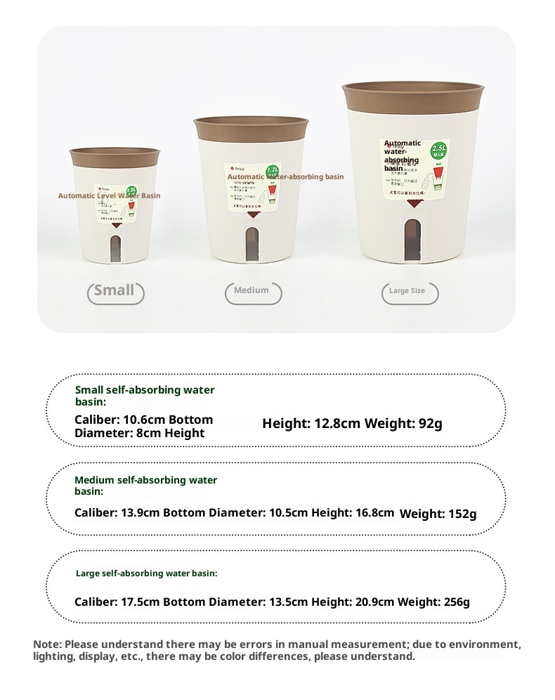 Plastic Flower Pot Creative Double-layer Water Storage Self-absorbent Plant Flowerpot