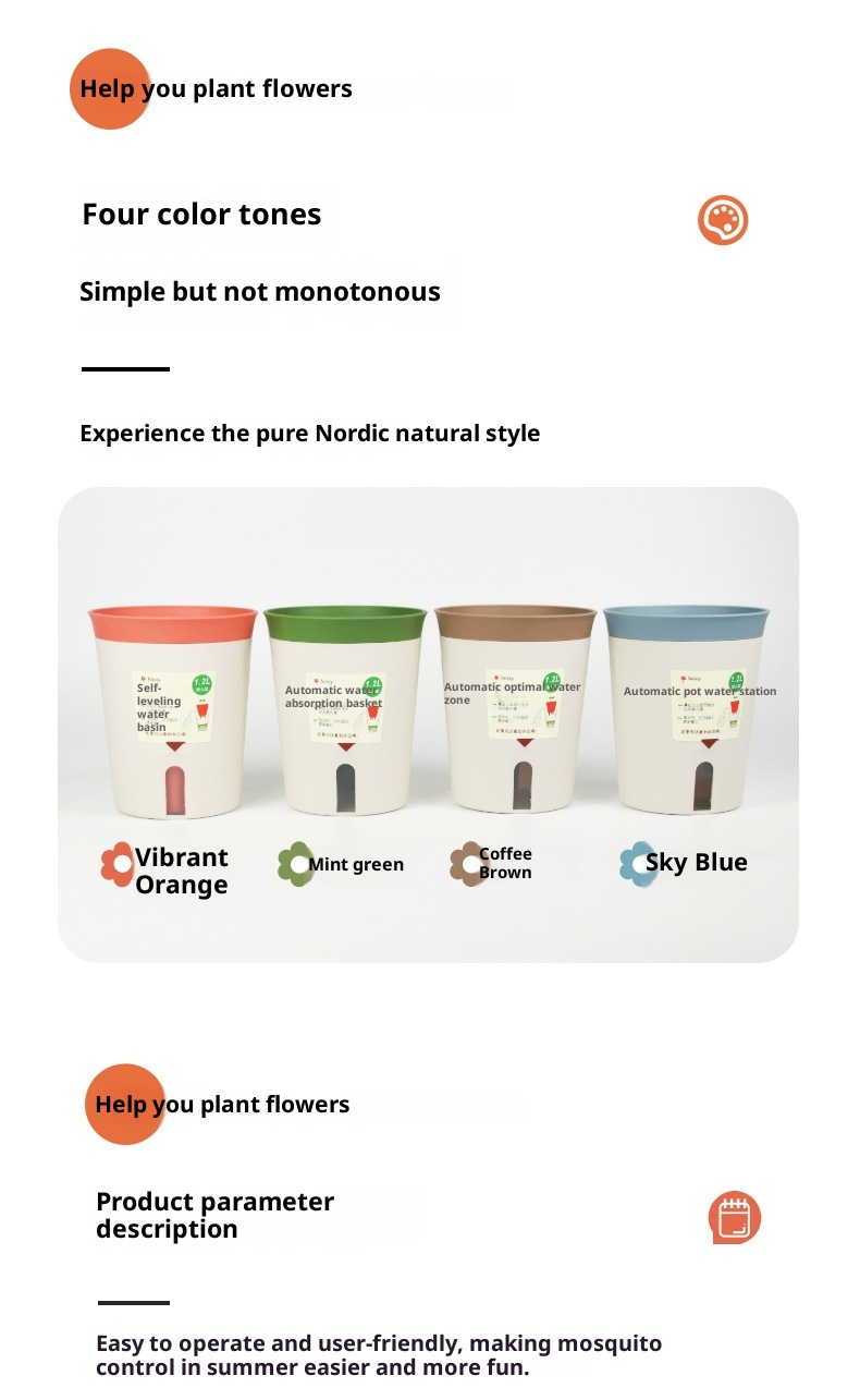 Plastic Flower Pot Creative Double-layer Water Storage Self-absorbent Plant Flowerpot