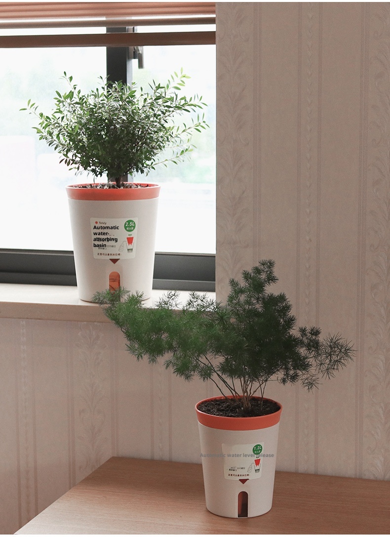 Plastic Flower Pot Creative Double-layer Water Storage Self-absorbent Plant Flowerpot