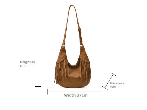 Boho Large Hobo Bag with Fringe Detail