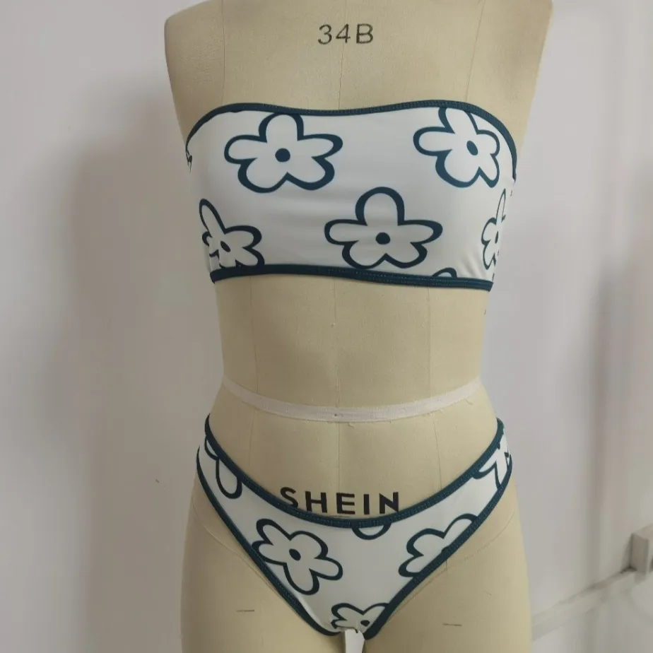 Sexy Flower Bikini Sexy Split Swimsuit Women - Green