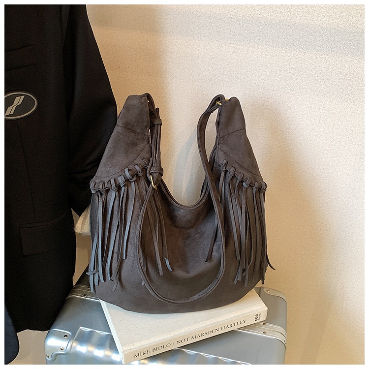 Boho Large Hobo Bag with Fringe Detail